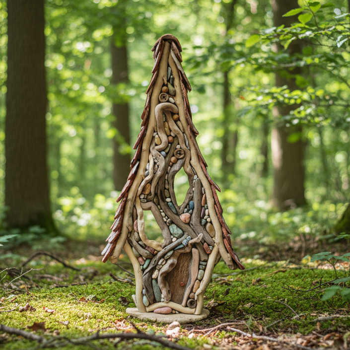 Handcrafted Driftwood Fairy House Wall Art